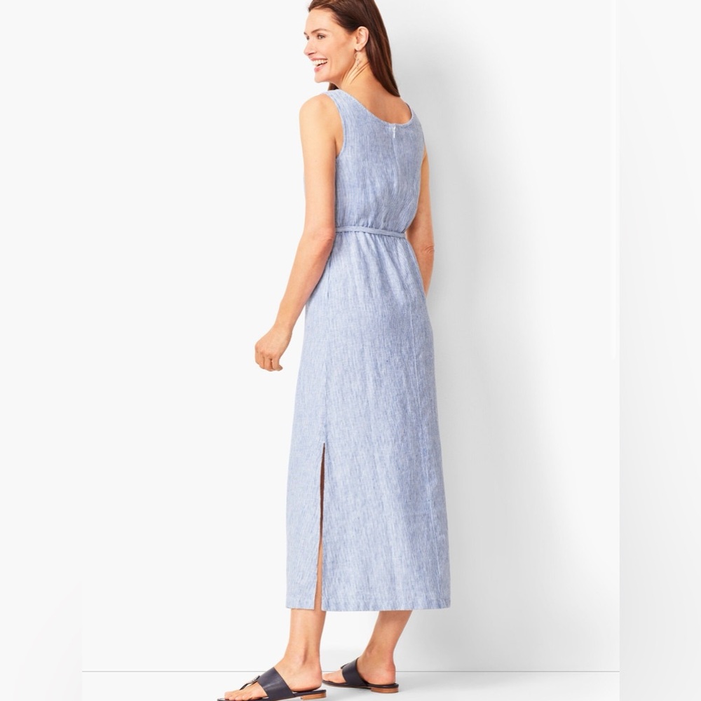 Talbots Light Blue Sleeveless Maxi Dress with Side Slit